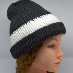 Charcoal Grey - White Double Layer Simple Hat SKU-0010