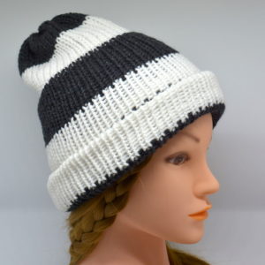 Charcoal Grey - White Double Layer Simple Hat SKU-0011